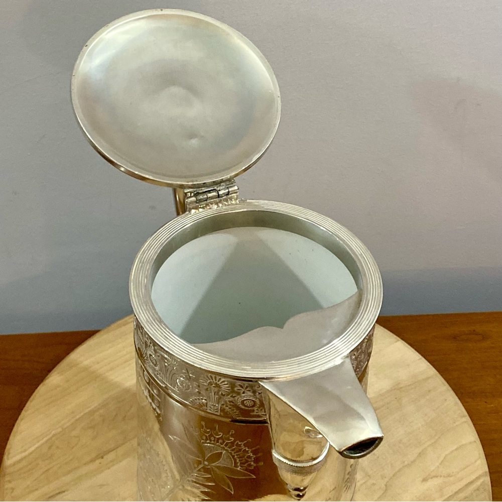 1868 Rogers & Smith Co. Antique Engraved Silver Plate Insulated Water‎ Pitcher - Picture 7 of 12